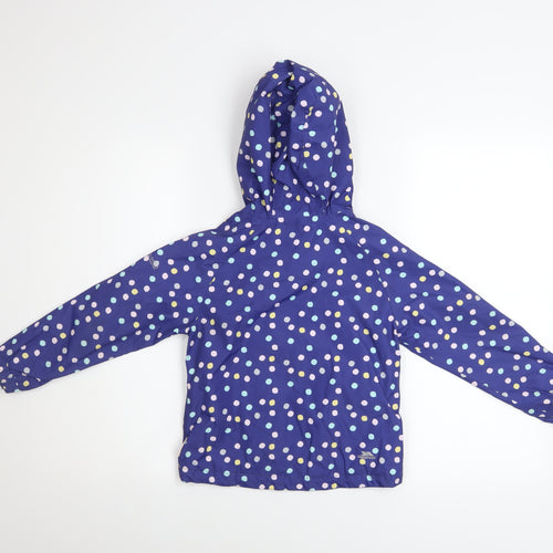 Trespass Girls Blue Polka Dot Waterproof Hooded Rain Coat 3-4 Years