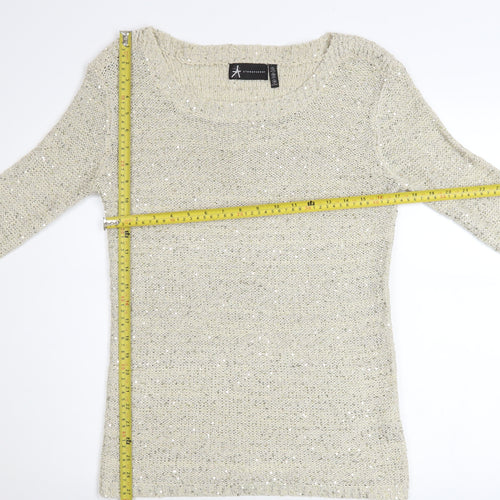 Atmosphere Women's Beige Sequin Knit Jumper Size 10