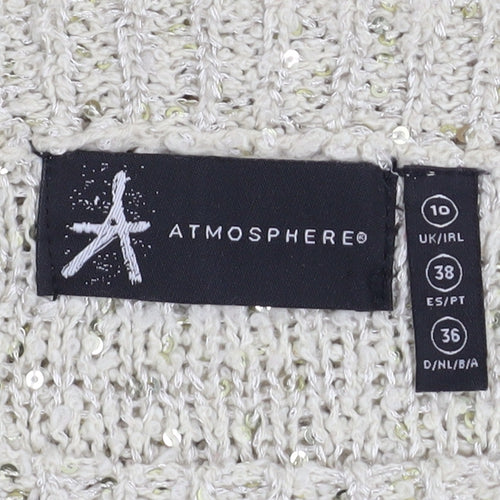 Atmosphere Women's Beige Sequin Knit Jumper Size 10
