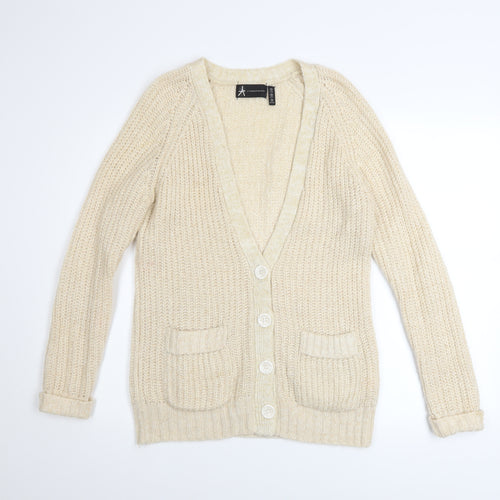 Atmosphere Women Beige Knit Button Cardigan Size 12 Wool Blend