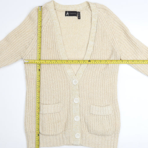 Atmosphere Women Beige Knit Button Cardigan Size 12 Wool Blend
