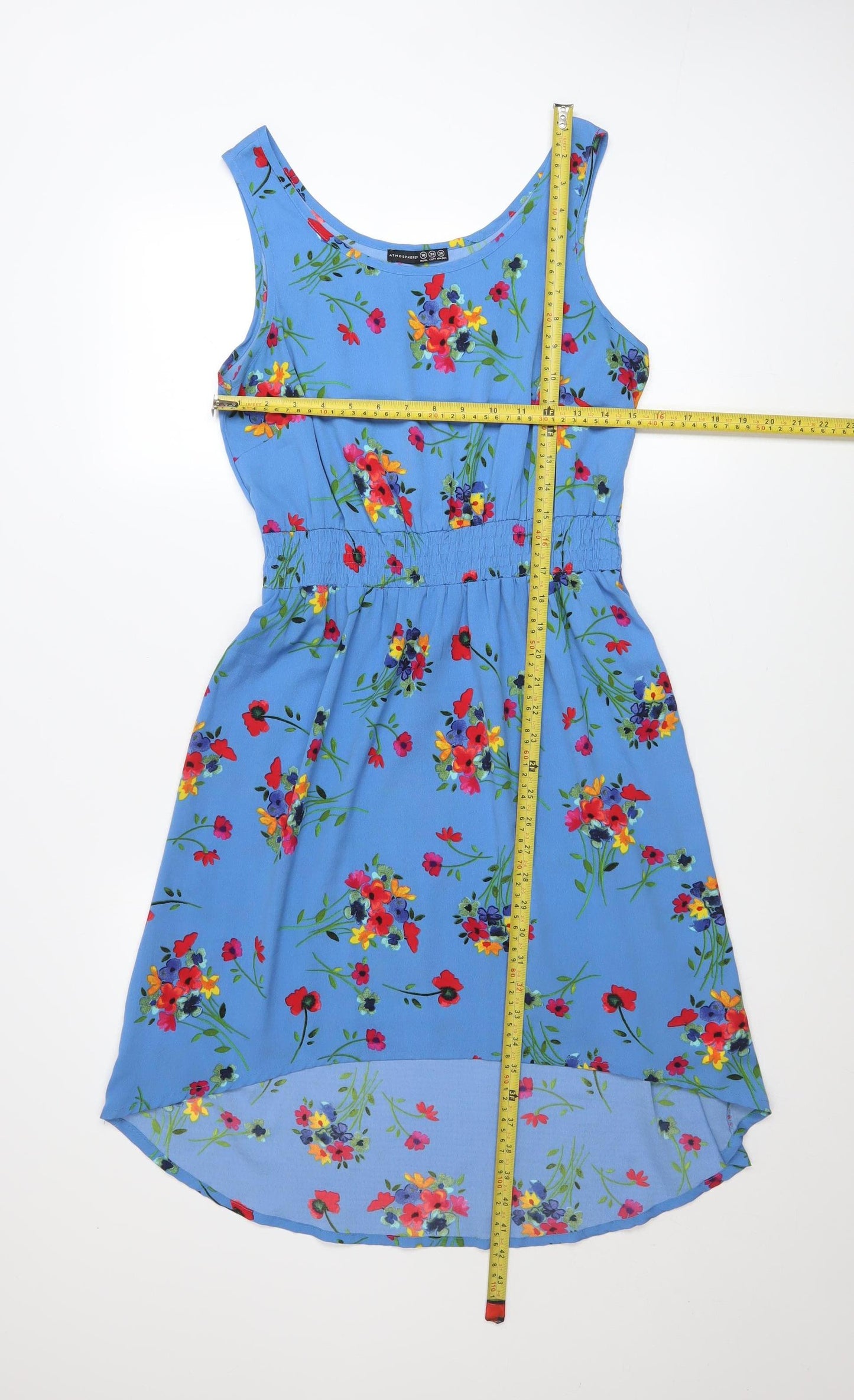 Atmosphere Women Blue Floral Hi-Low A-Line Dress Size 10