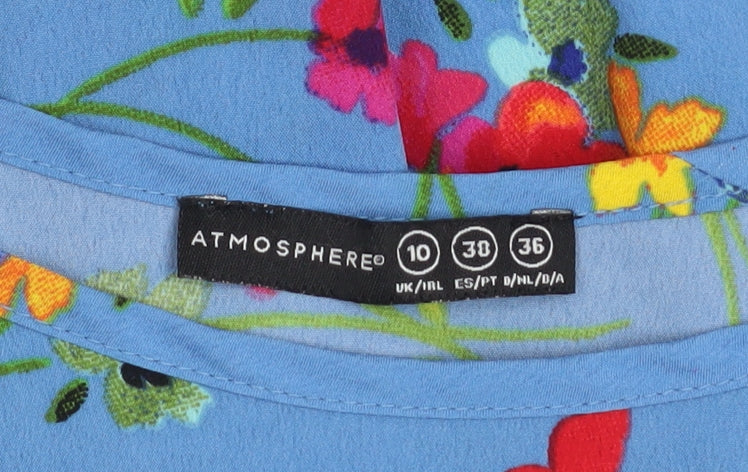 Atmosphere Women Blue Floral Hi-Low A-Line Dress Size 10