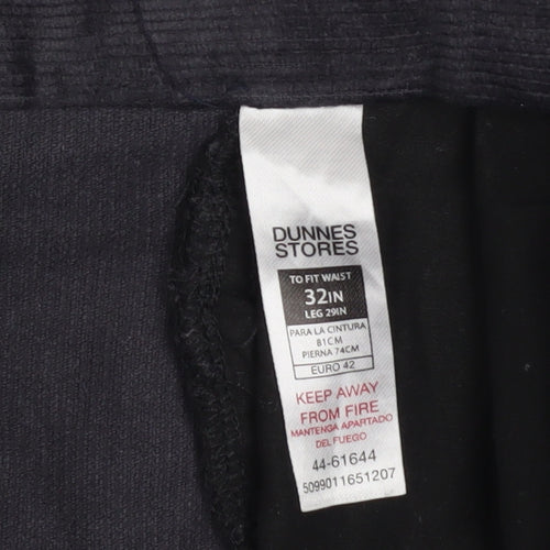 Dunnes Stores Men's Grey Corduroy Regular Fit Trousers 32W 29L