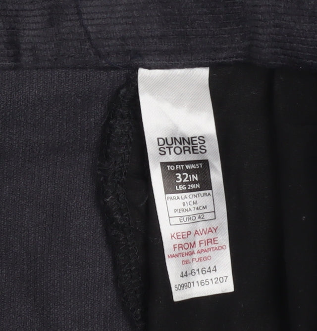 Dunnes Stores Men's Grey Corduroy Regular Fit Trousers 32W 29L