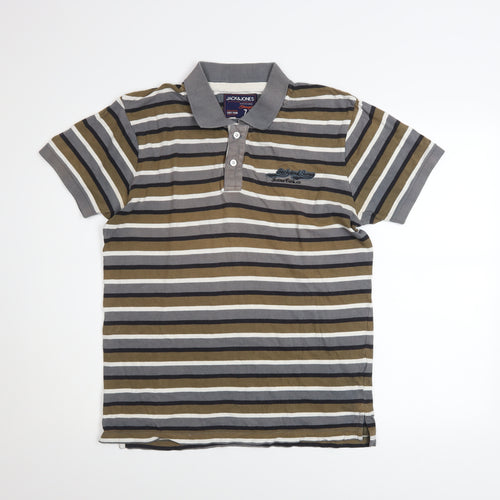 Jack & Jones Men's Multicoloured Striped Polo Shirt Size L