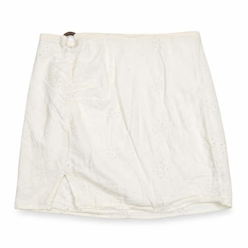Bershka Women's Ivory Cotton A-Line Short Skirt Size M