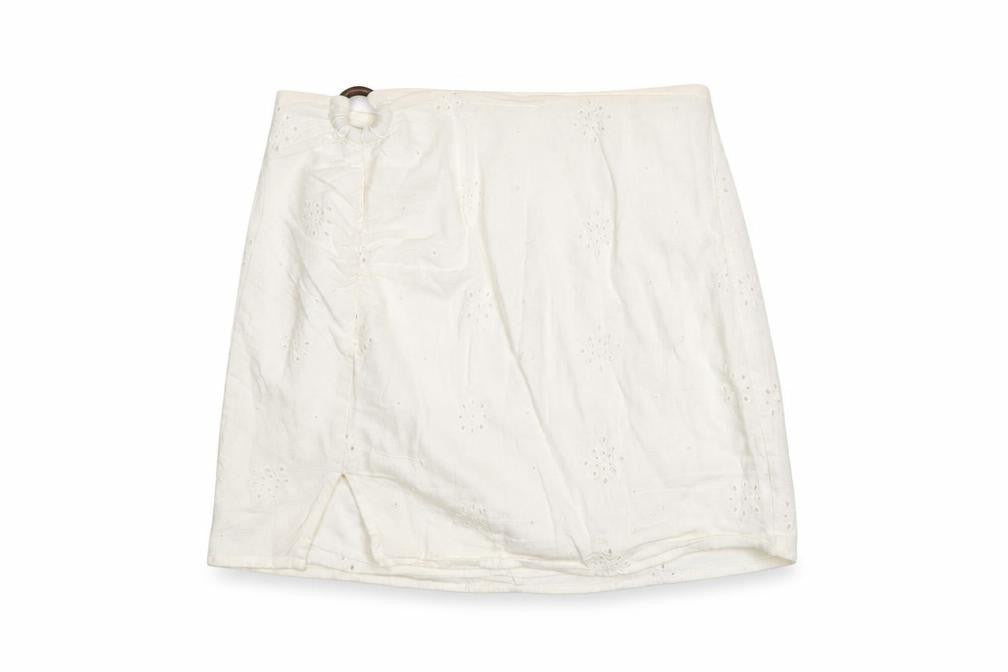 Bershka Women's Ivory Cotton A-Line Short Skirt Size M