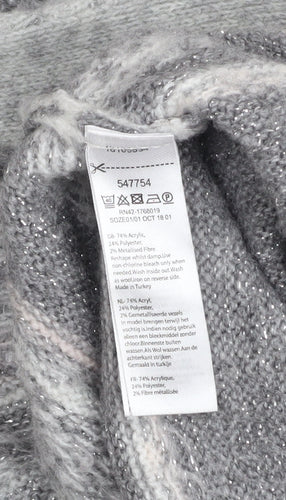 Monsoon Women Grey Fair Isle Knit Long Sleeve Open Cardigan M