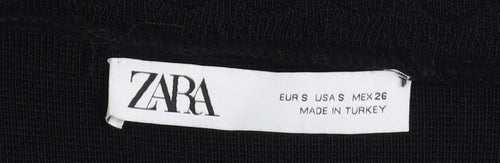 ZARA Womens Black S Bodycon Short Sleeve Knit Dress