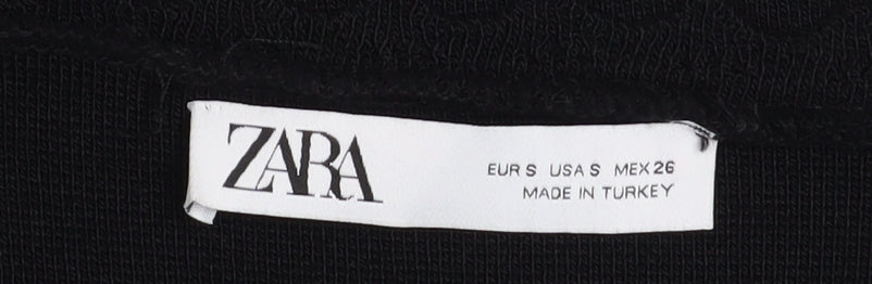 ZARA Womens Black S Bodycon Short Sleeve Knit Dress