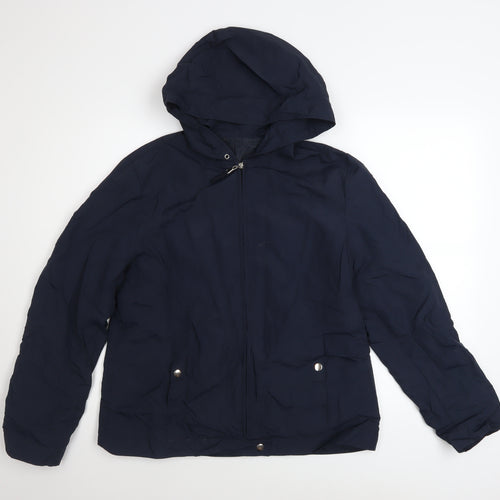 St Bernard Womens Blue Hooded Anorak Jacket Size 14 Water Resistant