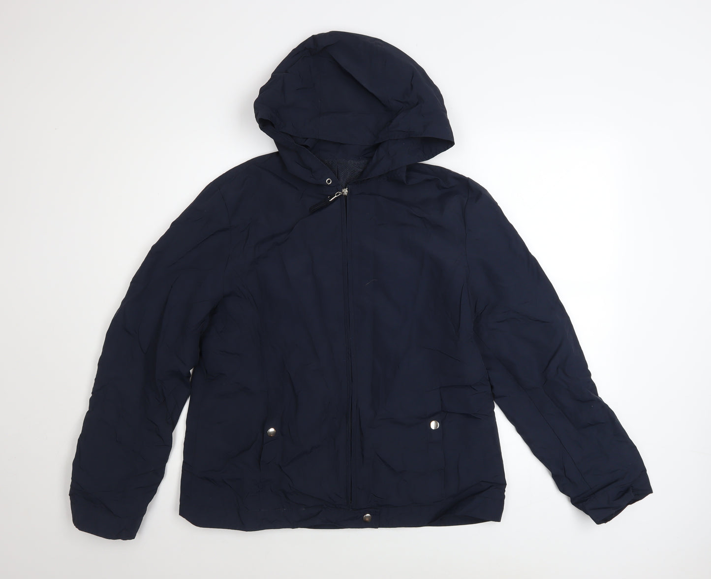 St Bernard Womens Blue Hooded Anorak Jacket Size 14 Water Resistant