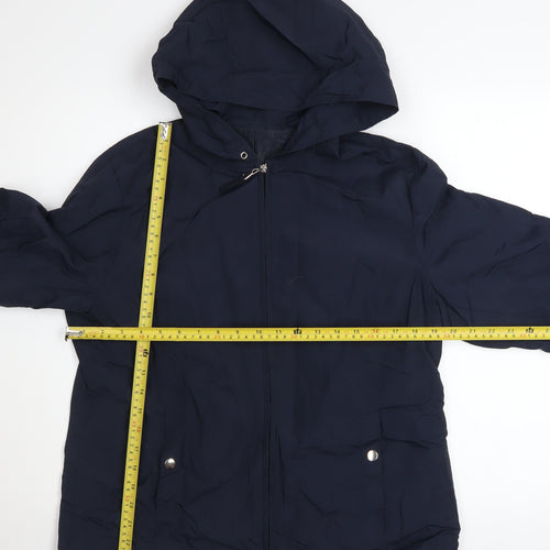 St Bernard Womens Blue Hooded Anorak Jacket Size 14 Water Resistant