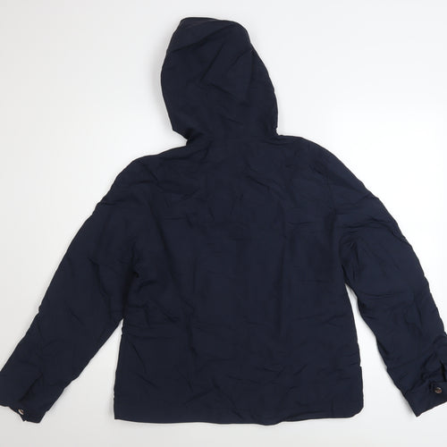 St Bernard Womens Blue Hooded Anorak Jacket Size 14 Water Resistant