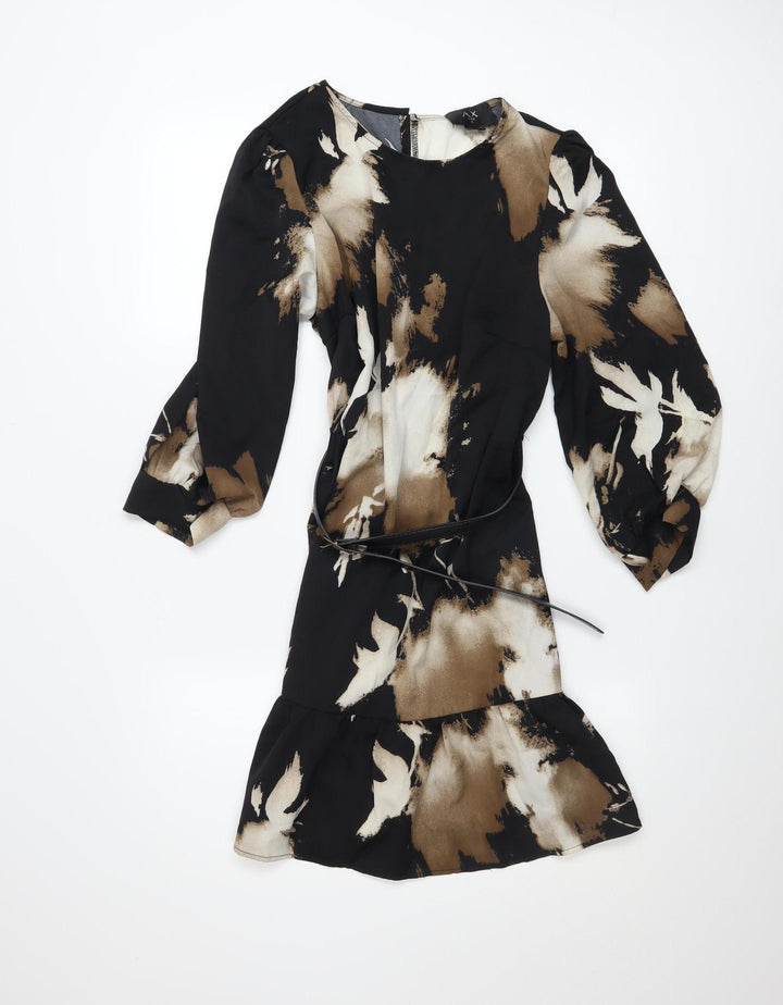 AX Paris Women's Black Tie Dye Fit & Flare Short Dress Size 10
