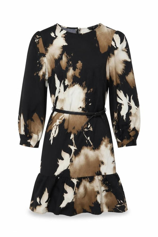 Front view of AX Paris Women's Black Tie Dye Fit & Flare Short Dress, size 10