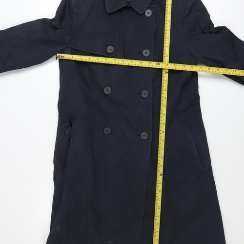 Jack Wills Women's Blue Cotton Blend Long Trench Coat Size 10