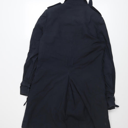 Jack Wills Women's Blue Cotton Blend Long Trench Coat Size 10