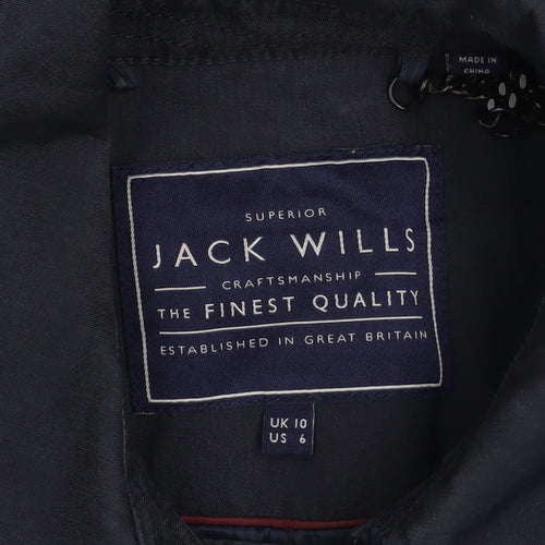 Jack Wills Women's Blue Cotton Blend Long Trench Coat Size 10