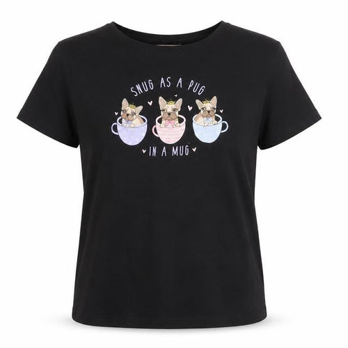 Lipsy Girls Black 'Snug as a Pug' Graphic Cotton T-Shirt 13-14 Years
