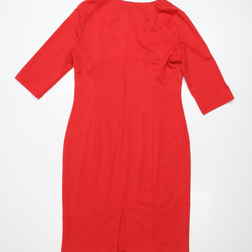 St. Bernard for Dunnes Women Red Sheath Knee Length Dress Size 16