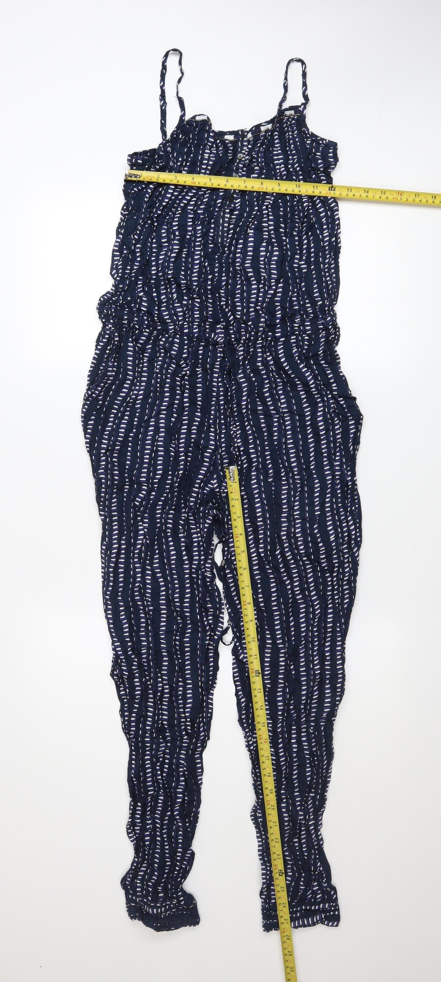 Monsoon Women’s Navy Print Jumpsuit Medium Viscose Casual Sleeveless