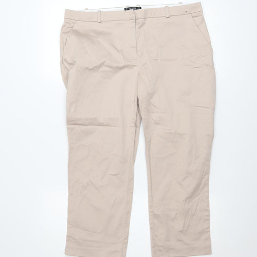 Dunnes Women Beige Size 14 Chino Stretch Cotton Trousers