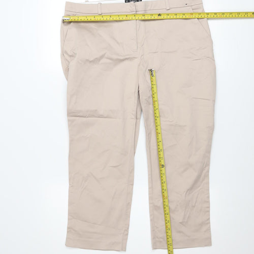 Dunnes Women Beige Size 14 Chino Stretch Cotton Trousers