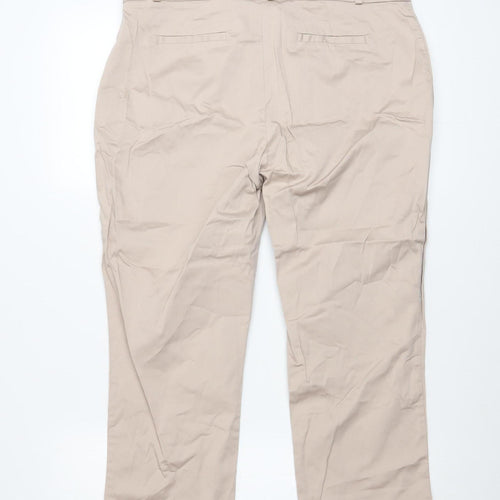 Dunnes Women Beige Size 14 Chino Stretch Cotton Trousers