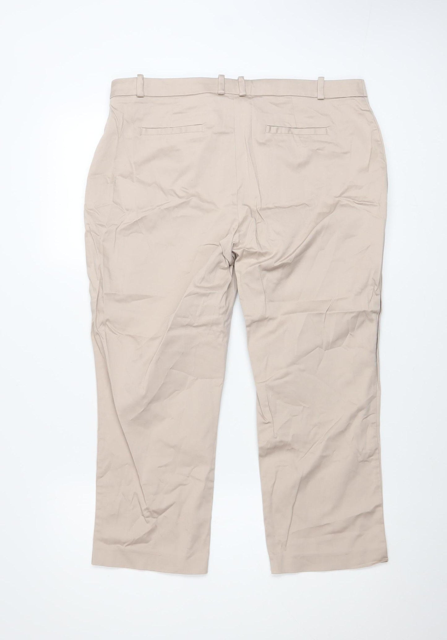 Dunnes Women Beige Size 14 Chino Stretch Cotton Trousers