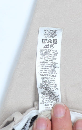 Dunnes Women Beige Size 14 Chino Stretch Cotton Trousers