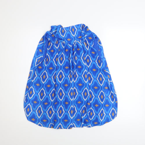 Pala D’Oro Women’s Blue Geometric High Neck Sleeveless Blouse Size S