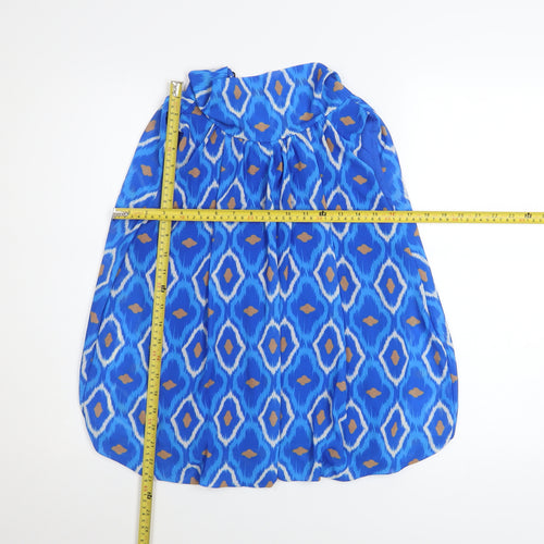 Pala D’Oro Women’s Blue Geometric High Neck Sleeveless Blouse Size S