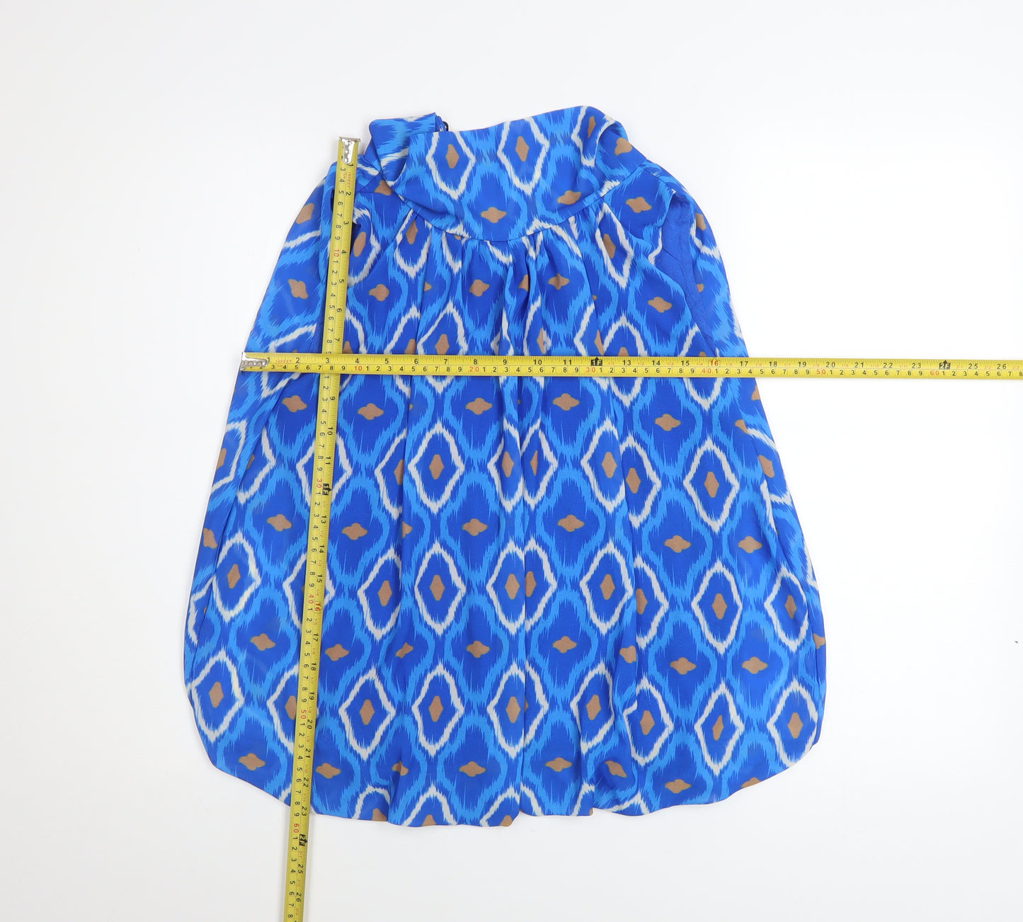 Pala D’Oro Women’s Blue Geometric High Neck Sleeveless Blouse Size S