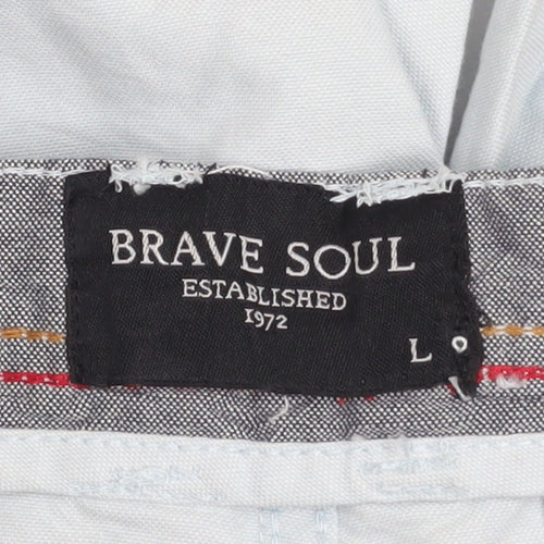 Brave Soul Men’s Light Blue Chino Shorts Size L Casual Summer