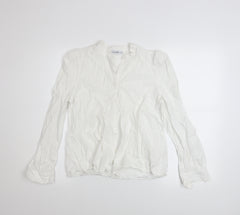 Gallery Womens White Size 12 Long Sleeve Button-Up Cotton Blouse