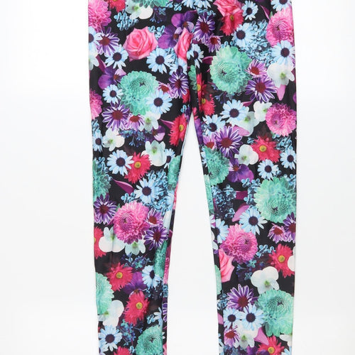 H&M Girls Multicoloured Floral Ankle Leggings Size 14 Years Stretch Polyester Blend