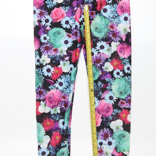 H&M Girls Multicoloured Floral Ankle Leggings Size 14 Years Stretch Polyester Blend