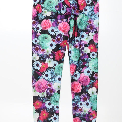 H&M Girls Multicoloured Floral Ankle Leggings Size 14 Years Stretch Polyester Blend