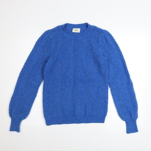Hush Womens Blue XXS Crew Neck Long Sleeve Knit Jumper