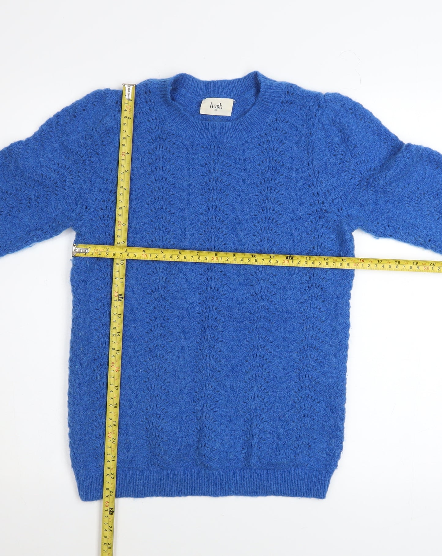 Hush Womens Blue XXS Crew Neck Long Sleeve Knit Jumper