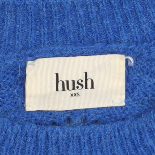 Hush Womens Blue XXS Crew Neck Long Sleeve Knit Jumper