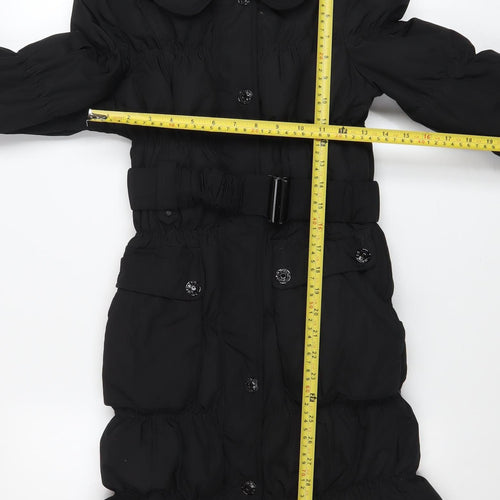 ONLY Women's Black Long Puffer Coat Belted Size 3XS