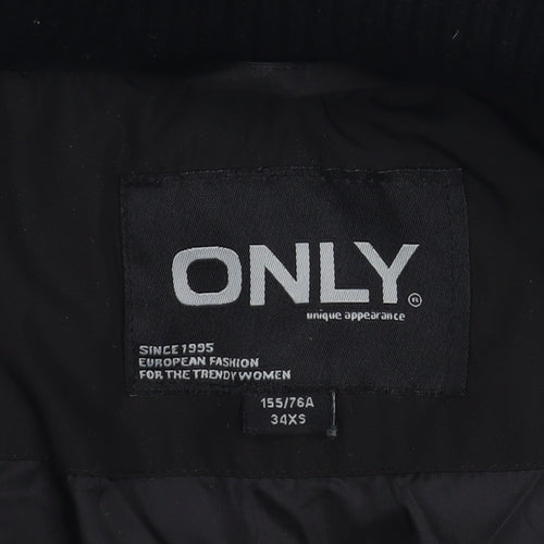 ONLY Women's Black Long Puffer Coat Belted Size 3XS