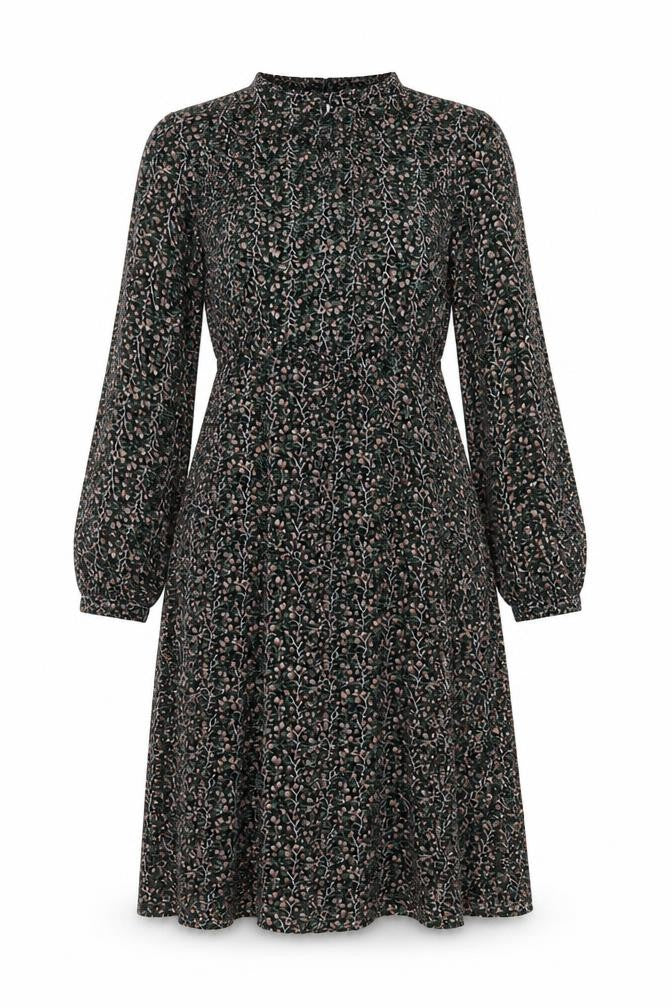 Front view of Object women’s multicoloured floral midi fit & flare dress, size UK 8