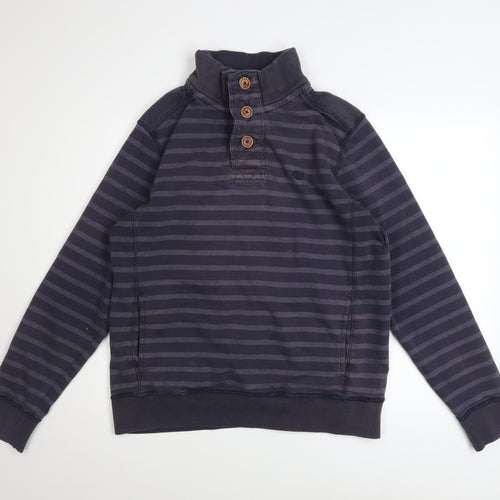 Fat Face Men's Blue Striped Henley Sweatshirt Size M