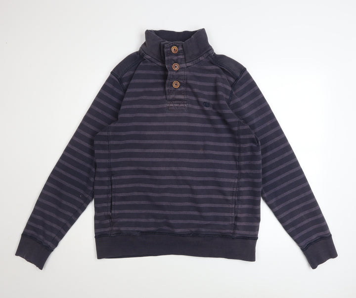 Fat Face Men's Blue Striped Henley Sweatshirt Size M