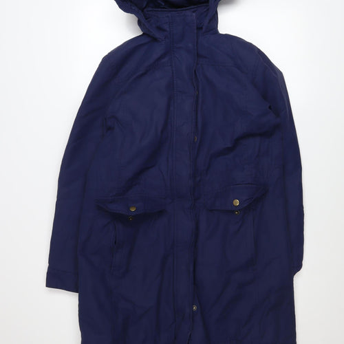 Lands' End Men's Blue Hooded Parka Coat Size S Waterproof Cotton Blend