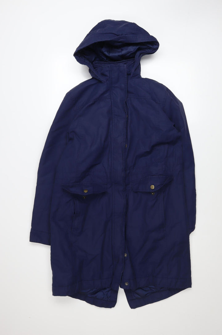 Lands' End Men's Blue Hooded Parka Coat Size S Waterproof Cotton Blend